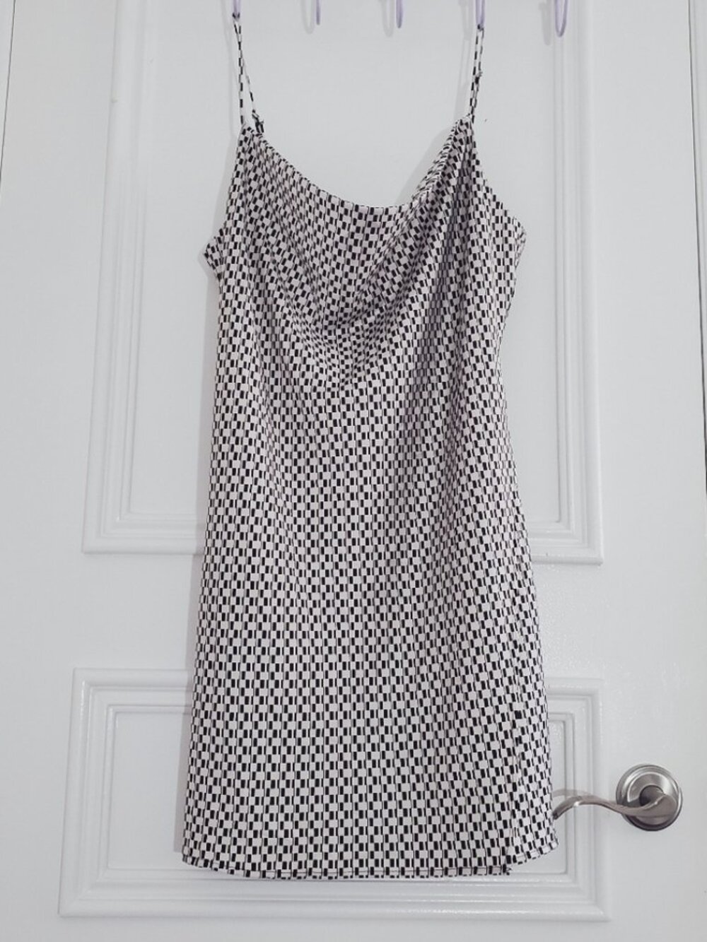 Satin Checkered Slit Wrap Mini Dress